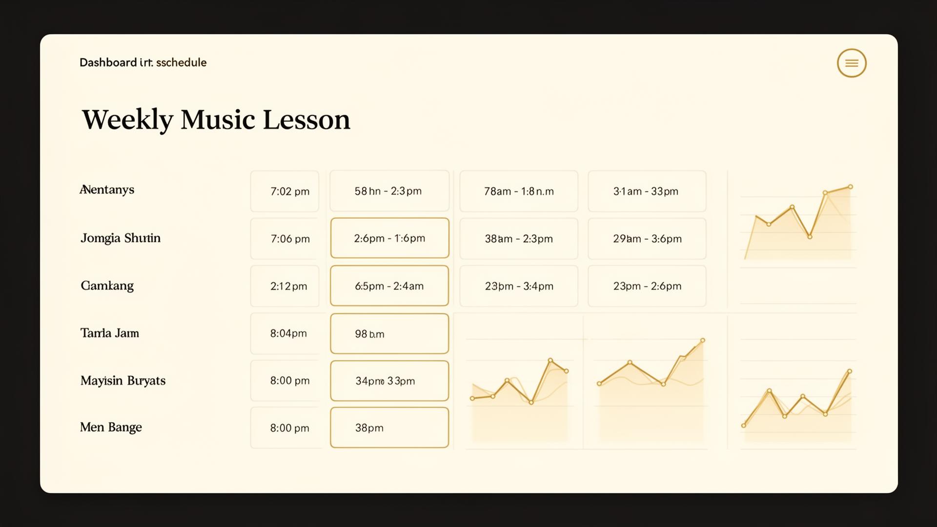 LessonSync studio dashboard previewing a weekly lesson schedule